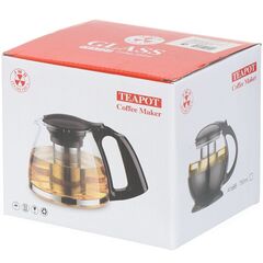 Чайник заварочный стекло,пластик, 0.75 л, с ситечком, Y6-2600, чер