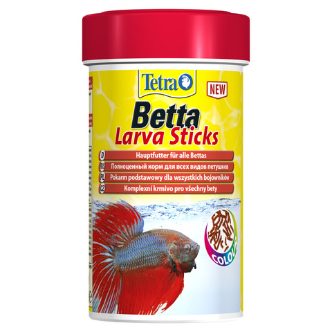 Tetra Betta LarvaSticks корм в форме мотыля для петушков и др. лабиринтовых рыб (100 мл)