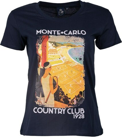 Женская теннисная футболка Monte-Carlo Country Club Vintage Digital Print T-Shirt - navy