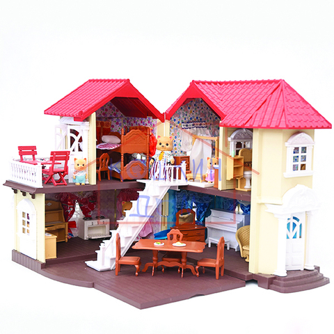 Кукольный домик со светом с полным комплектом мебели Happy family 012-01