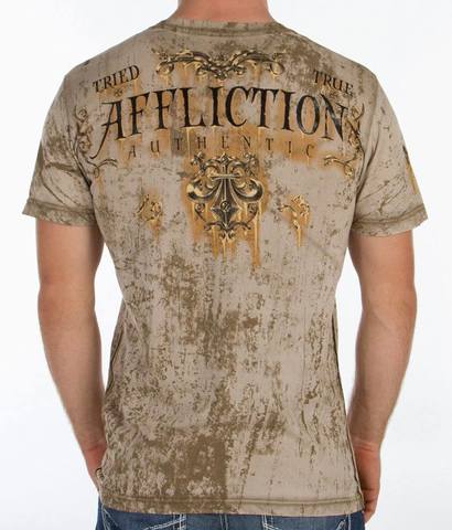 Affliction | Футболка мужская TRIED TRUE Beige A9624 спина на модели