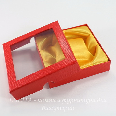 Подарочная коробочка (цвет - красный), 89х89х21 мм
