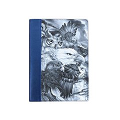 Ежедневник комбинированный с обработанными краями  "Птицы", синий белая вставка