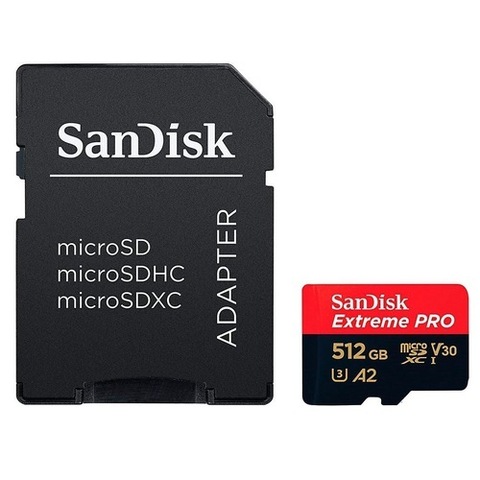 Карта памяти microSDXC 512GB SanDisk Class 10 UHS-I A2 C10 V30 U3 Extreme Pro