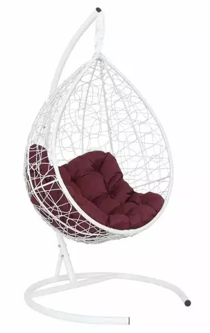 Подвесное кресло-кокон SEVILLA RELAX белое, бордовая подушка (Laura Outdoor)