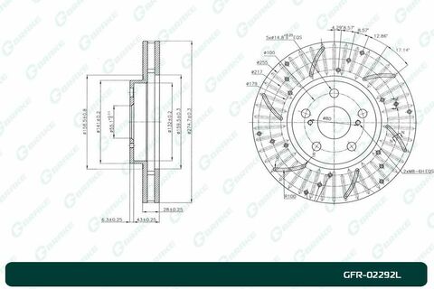 Диск тормозной перфорированный вентилируемый G-brake GFR-02292L левый