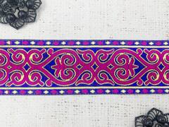 Тесьма жаккард, ш. 5 см, электрик/фуксия