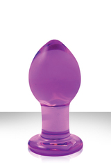 Средняя фиолетовая стеклянная анальная пробка CRYSTAL PLUG - 