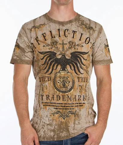 Affliction | Футболка мужская TRIED TRUE Beige A9624 перед на модели