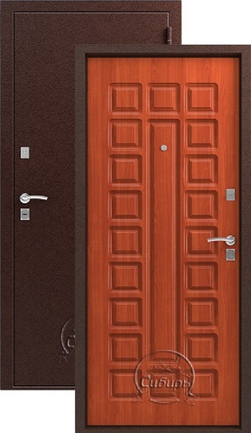 Дверь входная Сибирь S-2, 2 замка, 1,5 мм  металл, (медь+итальянский орех)