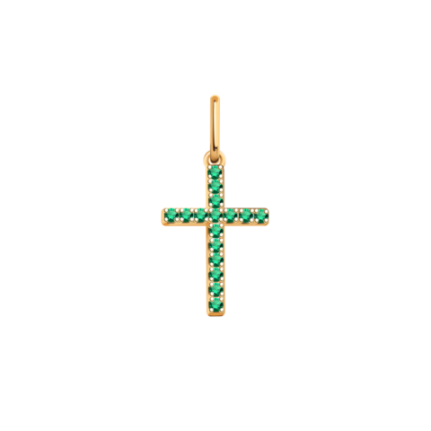 3326с2 -Маленький крестик из золота 585 пробы с кристаллами SWAROVSKI