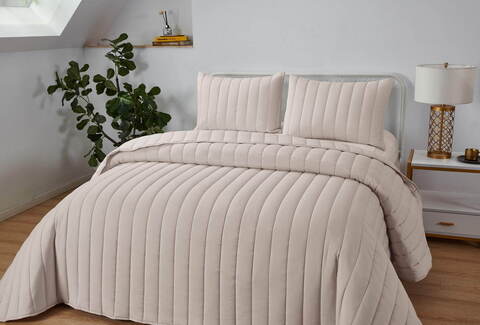 Покрывало 230х250 и 2 наволочки 50х70 Sofi De MarkO Микаэль Пудра