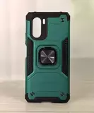 Противоударный чехол Strong Armour Case с кольцом для Xiaomi Poco F3, Mi 11i (Зеленый)