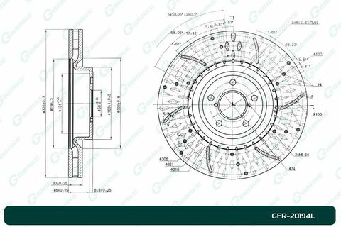 Диск тормозной перфорированный вентилируемый G-brake GFR-20194L левый