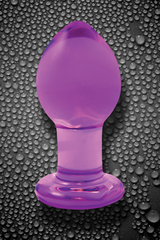 Средняя фиолетовая стеклянная анальная пробка CRYSTAL PLUG - 