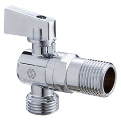 Кран латунный шаровой угловой MVI BV.463, DN 15-15, PN 10, под гибкую подводку, штуцер, бабочка