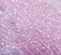 БП013НН34 Хрустальные бусины "рондель", цвет: розовый прозрачный, 3х4 мм, кол-во: 95-100 шт.