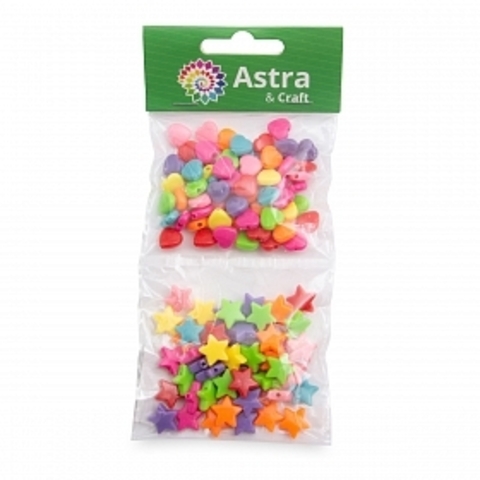 Бусины 'Звездочки и сердечки', пластик, 2*20гр Astra&Craft CN2038-6575