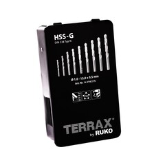 Набор сверл по металлу 1-13мм 25шт DIN338 HSS-G 118° (мет. кейс) Terrax by Ruko A214215