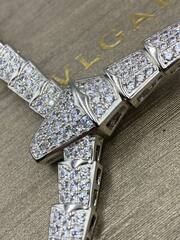 84052- Колье ЗМЕЯ (плоская) из стали с цирконами, качество lux, коллекция SERPENTI