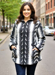 Кардиган женский Альпака, размер 60-68, цвет чёрный с белым