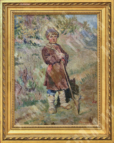 Н/х. Виноградов С. А. (?) Пастушок. Холст, масло. Нач. XX в.