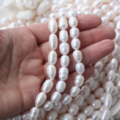 Жемчуг натуральный речной, рис, 8,1-16,6 мм, 1 нить, Ж030