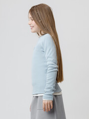 лонгслив  для девочки  КР 301911/серо-голубой 1362 к655