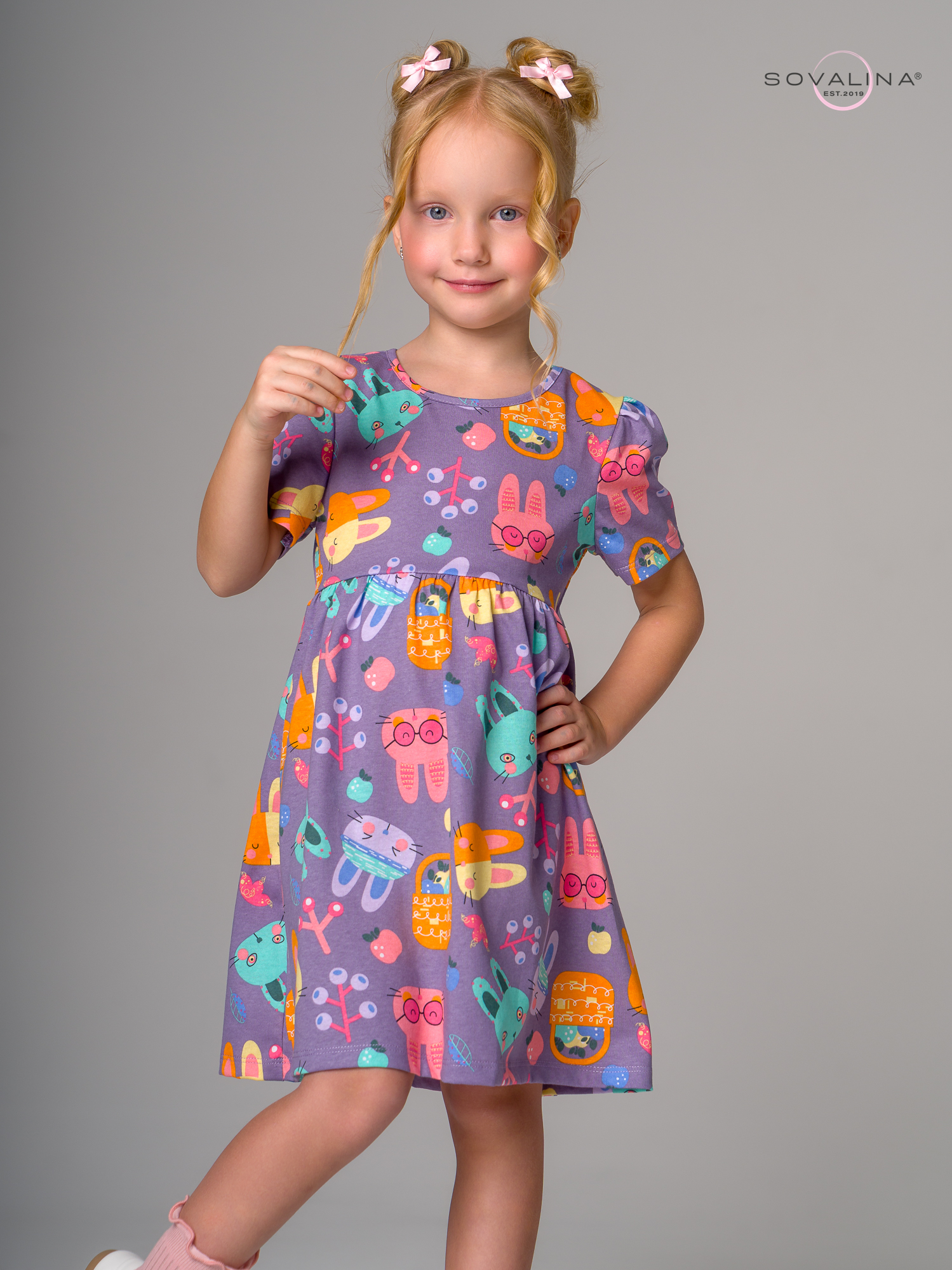 Платье Аленка к/р SG черничные зайки