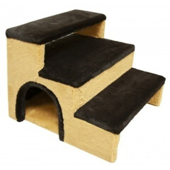 Зооник лесенка-дом д/домашних животных мелких пород, мех одн. бежевый (475х410х355 мм)