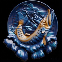 Силиконовый молд Рыбак (медальон) № 0462