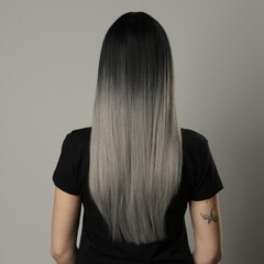 Парик искусственный, с чёлкой, имитация кожи, 60 см, цвет чёрный/пепельный