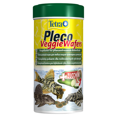 Tetra Pleco Veggie Wafers корм-пластинки с добавлением цуккини для донных рыб (250 мл)
