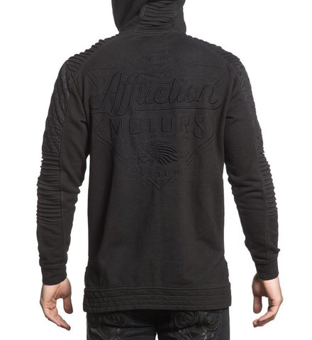 Affliction | Худи мужское SANCTION ZIP HOOD 110OW333 спина на модели