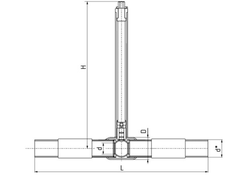LD КШ.Ц.ПЭ.GAS.125.016.П/П.02.Н=1500мм с патрубками ПЭ-100 SDR 11 полный проход