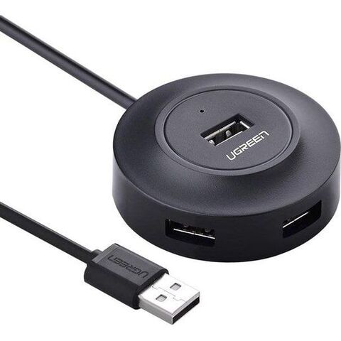 USB-хаб UGREEN USB 2.0 Hub 4 Port, 1 м, черный CR106