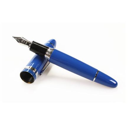 Перьевая ручка Jinhao 159 с серебристой отделкой, перо М (0.75 мм), колпачок закручивается. Цвет синий. Ликвидация 1000!