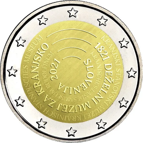 2 евро 2021 год Словения - 200-летие основания Провинциального музея Крайны
