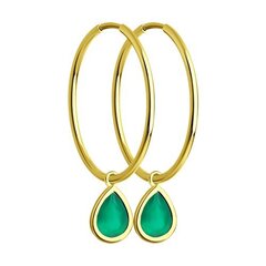 Серьги-конго из желтого золота 585 пробы с подвесками капельками из агатов