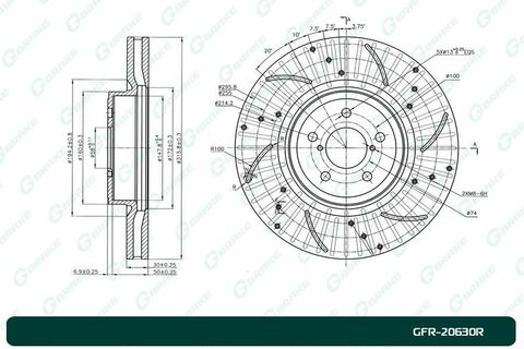 Диск тормозной перфорированный вентилируемый G-brake GFR-20630R правый