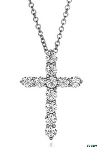 11205- Серебряный крестик с цирконами бриллиантовой огранки