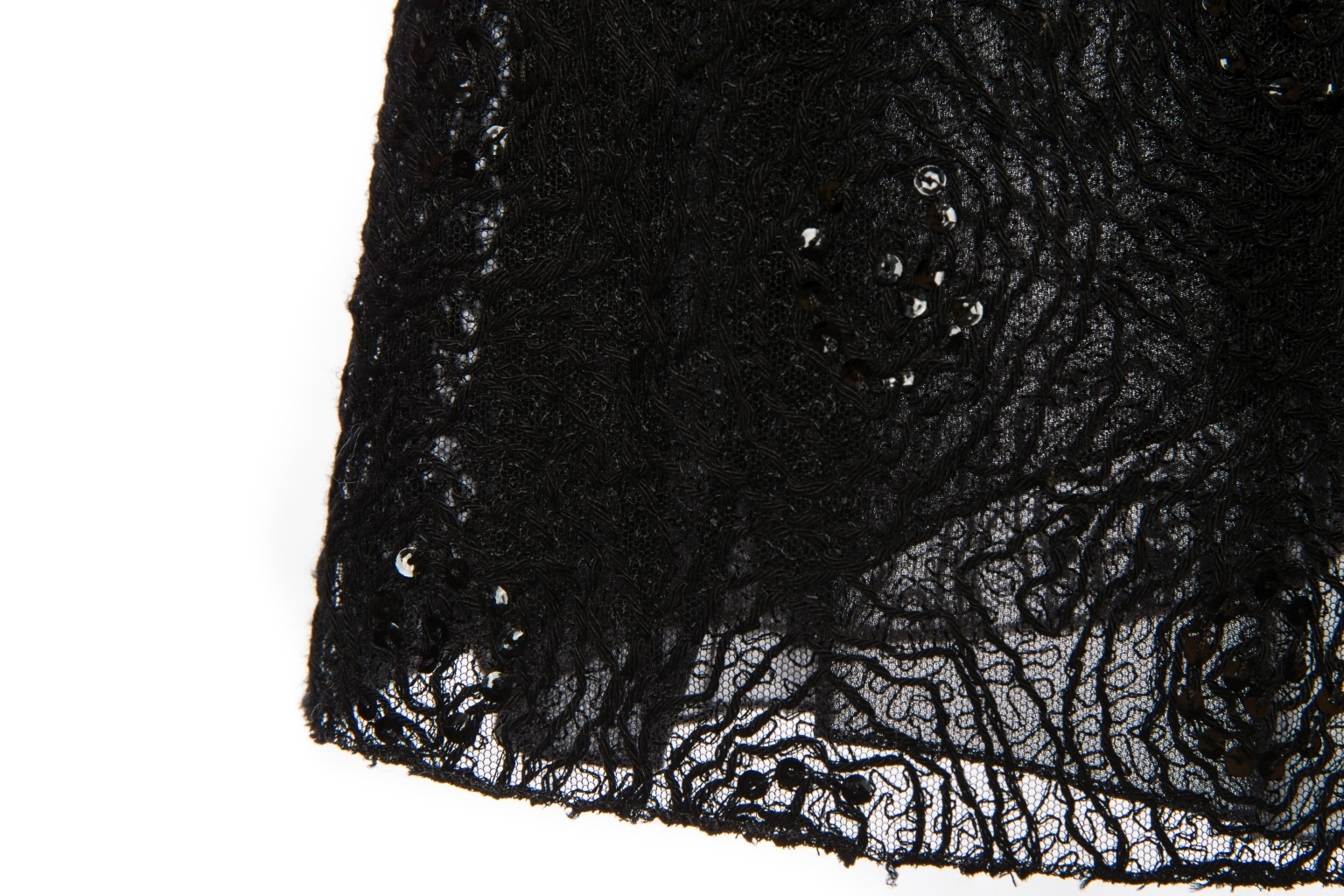 Вечерняя черная кружевная юбка, расшитая пайетками, Chanel, 38 размер.