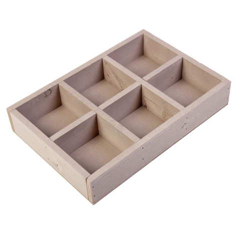 Ящик деревянный, 6 ячеек, размер 28х19х4 см, 1 шт.