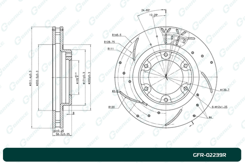 Диск тормозной перфорированный вентилируемый G-brake GFR-02239R правый