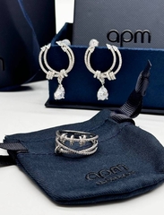 AE30145- Серьги из серебра с  микроцирконами в стиле  APM MONACO