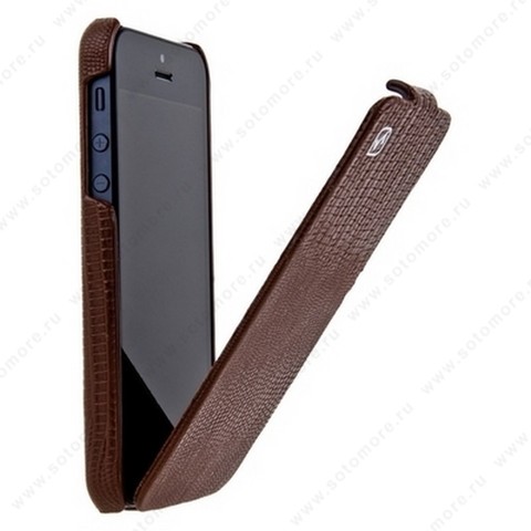 Чехол-флип HOCO для iPhone SE/ 5s/ 5C/ 5 - HOCO Lizard pattern Leather Case Brown