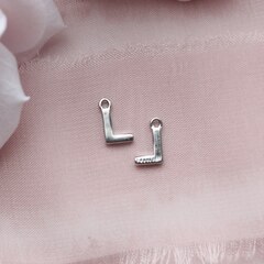 Буква L, родий, 8 мм, 1 шт, П764