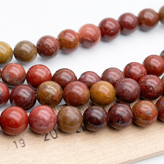 Яшма красно-желтая бусины, диаметр около 8,5-8,7 мм, цена за 22-23 шт (1/2 нити)