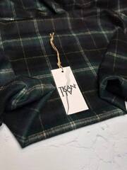 Костюмно-плательная фланелевая шерсть с мохером (Prada, 80%шерсть/20%мохер, Сине-зеленая клетка с тонкими белыми и желтыми акцентами, 147, 214 гр/м2)