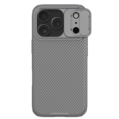 Чехол серого-цвета цвета (Titanium Gray) от Nillkin на iPhone 17 Pro, серия CamShield Pro Case ( сдвижная шторкой для камеры)